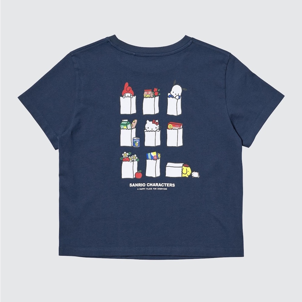 Uniqlo Navy Short Sleeve Tee with Sanrio Characters